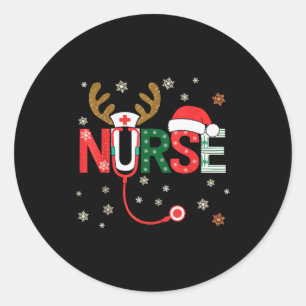 Nurse Christmas Stethoscope Nurses Xmas Classic Round Sticker