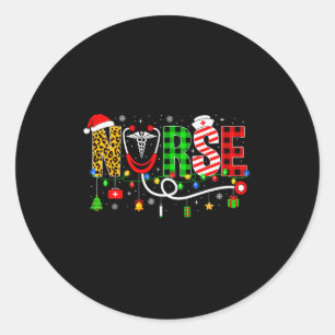 Nurse Christmas Stethoscope Nurses Xmas Pajamas Gi Classic Round Sticker