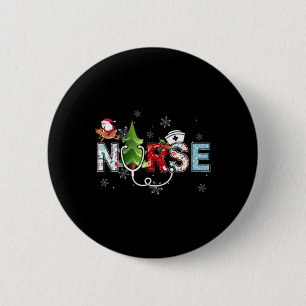 Nurse Christmas Stethoscope Nurses Xmas Pajamas Pj 6 Cm Round Badge
