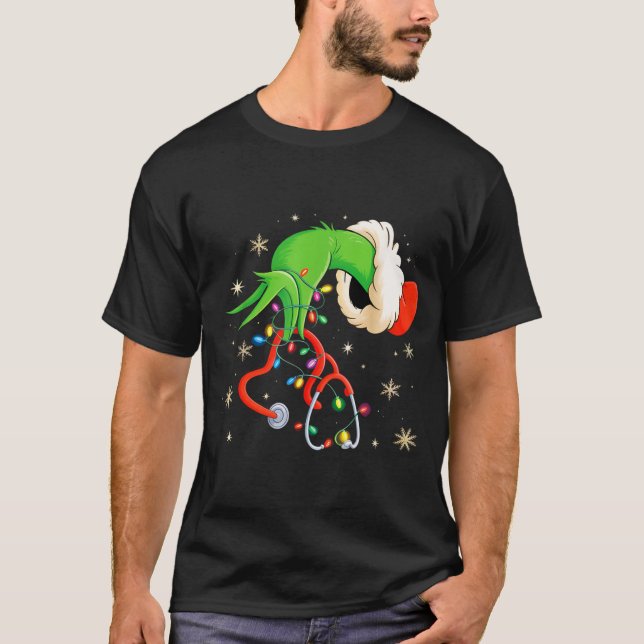 Nurse Christmas Stethoscope Nurses Xmas Santa Wome T-Shirt (Front)