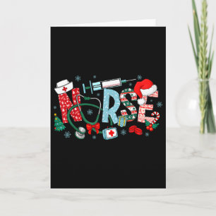Nurse Christmas Stethoscope Nurses Xmas Scrub Top  Card