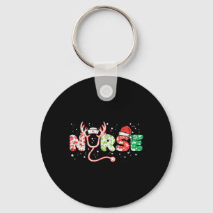 Nurse Christmas Stethoscope Nurses Xmas Scrub Top Key Ring
