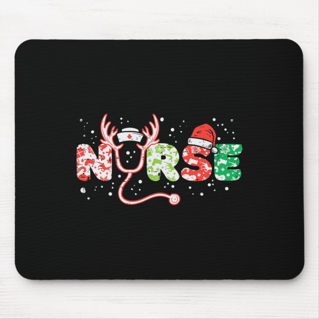 Nurse christmas stethoscope nurses xmas scrub top  mouse mat (Front)