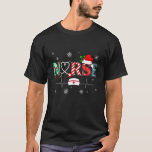 Nurse Christmas Stethoscope RN LPN Scrub Nursing X T-Shirt