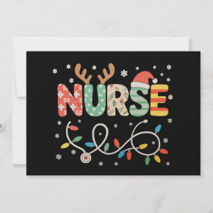 Nurse Christmas Stethoscope Santa Hat Reindeer Holiday Card