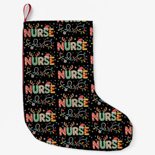 Nurse Christmas Stethoscope Santa Hat Reindeer Small Christmas Stocking