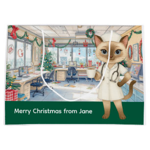 Nurse Christmas time at working place Large Gift Bag