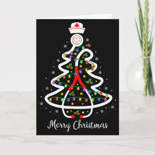 Nurse Christmas Tree Shirt Stethoscope Nursing Nic Card