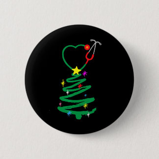 Nurse Christmas Tree Stethoscope Nurses Xmas Scrub 6 Cm Round Badge