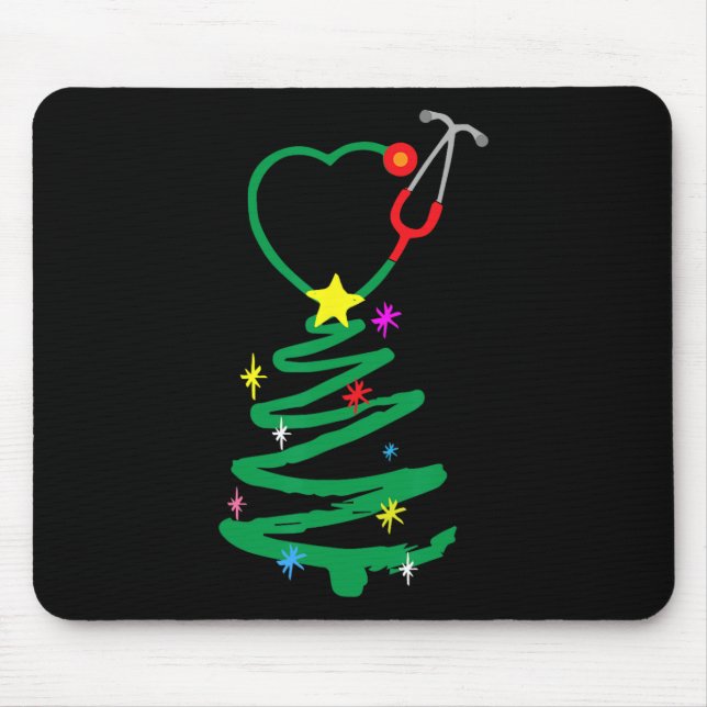 Nurse Christmas Tree Stethoscope Nurses Xmas Scrub Mouse Mat (Front)