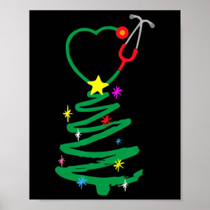 Nurse Christmas Tree Stethoscope Nurses Xmas Scrub Poster