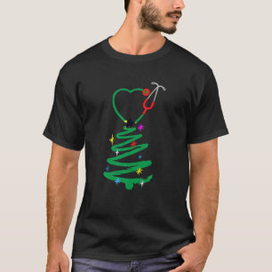 Nurse Christmas Tree Stethoscope Nurses Xmas Scrub T-Shirt