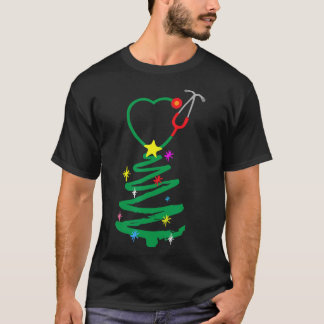 Nurse Christmas Tree Stethoscope Nurses Xmas Scrub T-Shirt