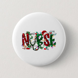 Nurse Christmas Tree Stethoscope RN LPN Scrub Nurs 6 Cm Round Badge