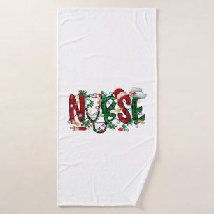 Nurse Christmas Tree Stethoscope RN LPN Scrub Nurs Bath Towel
