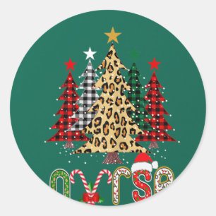 Nurse Christmas Tree Stethoscope RN LPN Scrub Nurs Classic Round Sticker