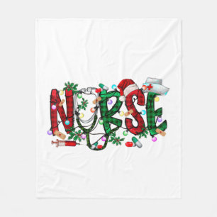 Nurse Christmas Tree Stethoscope RN LPN Scrub Nurs Fleece Blanket