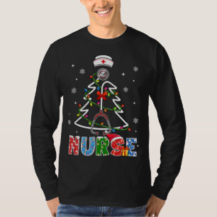 Nurse Christmas Tree Stethoscope RN LPN Scrub Nurs T-Shirt