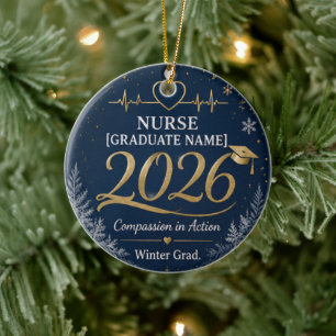 Nurse Class of 2026 Personalised Christmas Ornamen Ceramic Tree Decoration