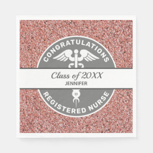 Nurse Congratulations Pink Glitter Graduate Name Napkin