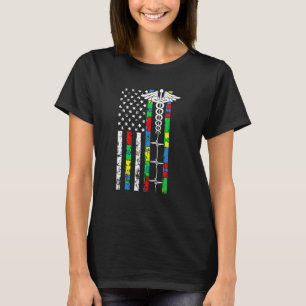 Nurse Cool Registered Rn American Flag Autism Awar T-Shirt