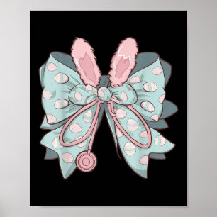Nurse Coquette Bow Easter Bunny Eggs Ear Nursing D Poster