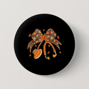 Nurse Coquette Bow Stethoscope Leaves Thanksgiving 6 Cm Round Badge