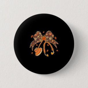 Nurse Coquette Bow Stethoscope Leaves Thanksgiving 6 Cm Round Badge