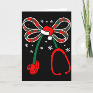 Nurse Coquette Bow Stethoscope Nursing Xmas Pjs Ch Card
