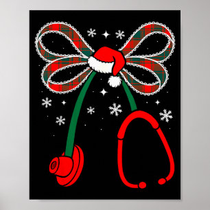 Nurse Coquette Bow Stethoscope Nursing Xmas Pjs Ch Poster
