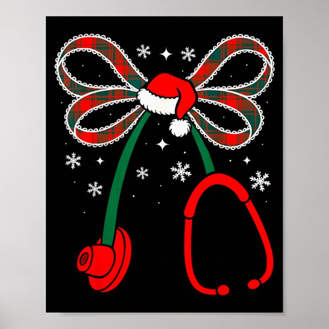 Nurse Coquette Bow Stethoscope Nursing Xmas Pjs Ch Poster (Front)