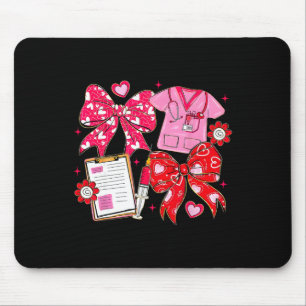 Nurse Coquette Bow Valentine Nurse Rn Pct Cna Girl Mouse Mat