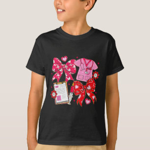Nurse Coquette Bow Valentine Nurse Rn Pct Cna Girl T-Shirt