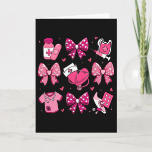 Nurse Coquette Stethoscope Bow Pink Cute Women Gir Card