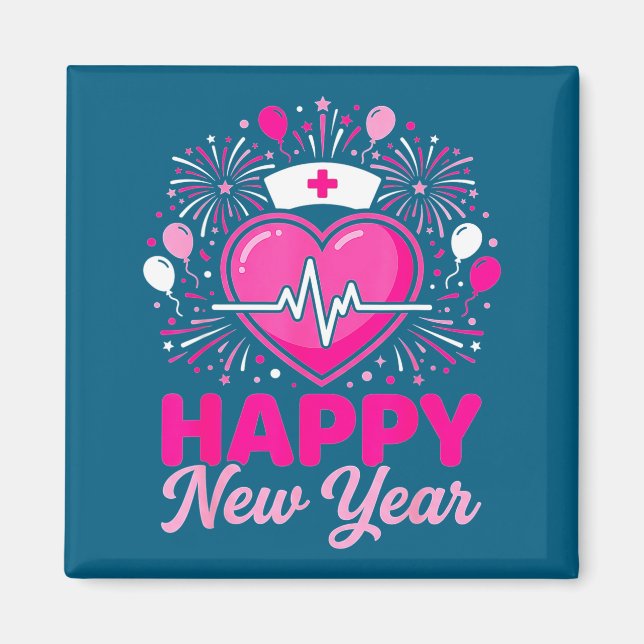 Nurse Crew Heartbeat Nye Countdown Party Year Happ Magnet (Front)
