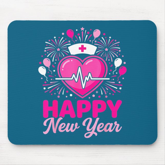 Nurse Crew Heartbeat Nye Countdown Party Year Happ Mouse Mat (Front)
