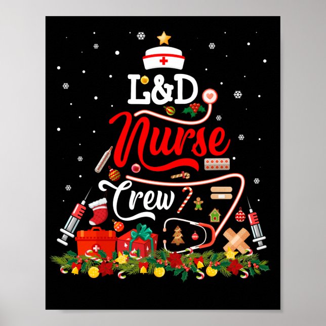 Nurse Crew Merry Christmas Labour-And-Delivery Poster (Front)