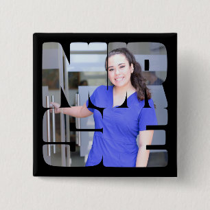 nurse custom photo square 15 cm square badge
