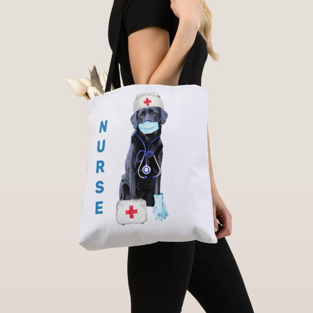 Nurse Cute Dog Nursing Registed Nurse Tote Bag (Close Up)