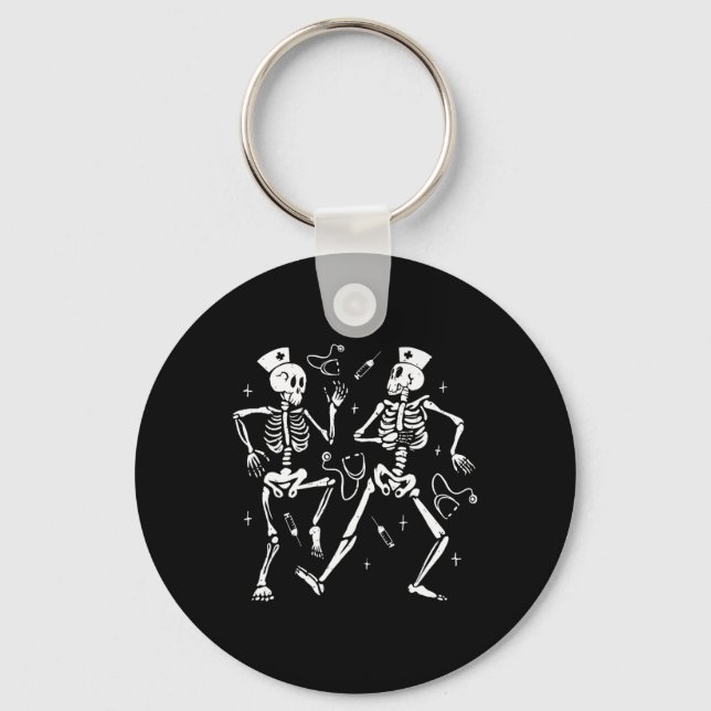 Nurse Dancing Skeleton Halloween Skeleton Costume  Key Ring (Front)