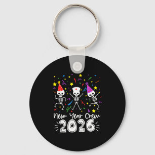 Nurse Dancing Skeleton New Year Crew 2026 Funny Er Key Ring