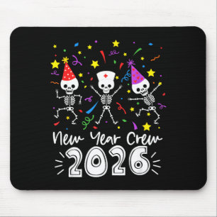 Nurse Dancing Skeleton New Year Crew 2026 Funny Er Mouse Mat