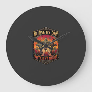 Nurse Day Witch Night Cross Hands Halloween_1 Large Clock