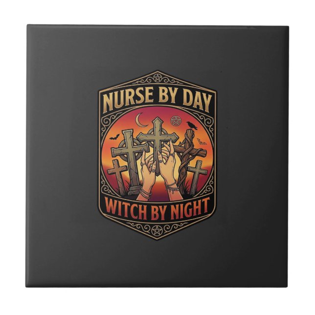 Nurse Day Witch Night Cross Hands Halloween_1 Tile (Front)