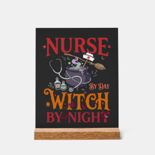 Nurse Day Witch Night Halloween Cauldron Stethosco Acrylic Sign