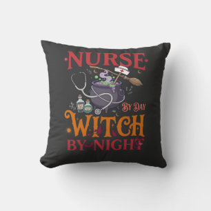 Nurse Day Witch Night Halloween Cauldron Stethosco Cushion
