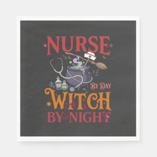 Nurse Day Witch Night Halloween Cauldron Stethosco Napkin