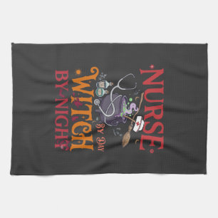 Nurse Day Witch Night Halloween Cauldron Stethosco Tea Towel