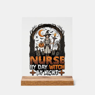 Nurse Day Witch Night Halloween Cemetery Pumpkin_1 Acrylic Sign