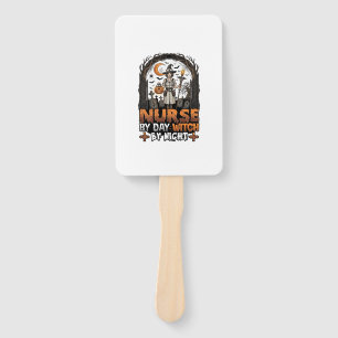 Nurse Day Witch Night Halloween Cemetery Pumpkin_1 Hand Fan